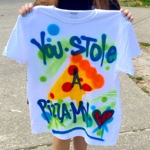 Custom Graffiti You Stole A Pizza My Heart Tee 🍕❤️